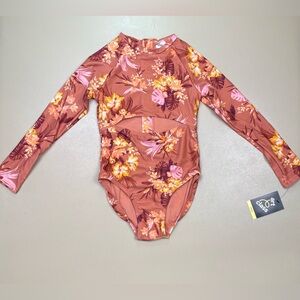 Art Class Floral Rash Guard One Piece Swimsuit UPF 50+ M Size 8 NWT